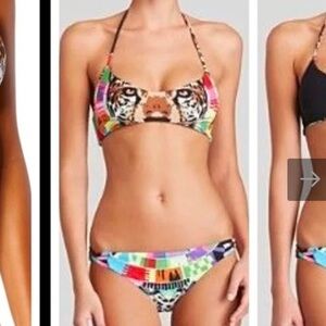 MARA HOFFMAN REVERSIBLE BASKET WEAVE BIKINI SET JAGUAR PRINT